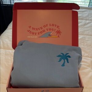 Blue PINK PALM PUFF Sweatshirt